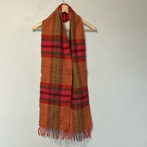 NWT Blarney 100% Lambswool Scarf Orange and Red made in Ireland woollen Mills